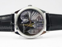 Classic 5077P-102 SS Case FLF Best Edition Real Enamel Dial 4 Black Leather strap Cal.240
