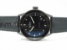 Fifty Fathoms Bathyscaphe Black Ceramic GF 1:1 Best Edition Black Dial on Black Sail-Canvas Strap A1315 (Free Rubber Strap)