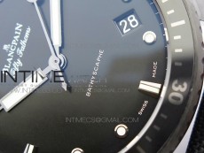 Fifty Fathoms Bathyscaphe Black Ceramic GF 1:1 Best Edition Black Dial on Black Sail-Canvas Strap A1315 (Free Rubber Strap)