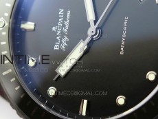 Fifty Fathoms Bathyscaphe Black Ceramic GF 1:1 Best Edition Black Dial on Black Sail-Canvas Strap A1315 (Free Rubber Strap)