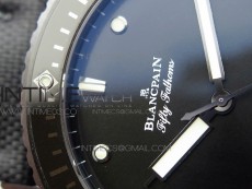 Fifty Fathoms Bathyscaphe Black Ceramic GF 1:1 Best Edition Black Dial on Black Sail-Canvas Strap A1315 (Free Rubber Strap)