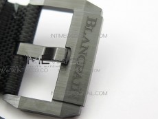 Fifty Fathoms Bathyscaphe Black Ceramic GF 1:1 Best Edition Black Dial on Black Sail-Canvas Strap A1315 (Free Rubber Strap)