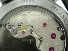 Fifty Fathoms Bathyscaphe Black Ceramic GF 1:1 Best Edition Black Dial on Black Sail-Canvas Strap A1315 (Free Rubber Strap)