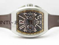 Vanguard V45 Chrono Brushed SS/RG ABF Best Edition Gray Dial on Gray Gummy Strap A7750