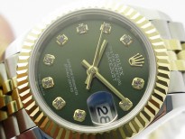 Datejust 28mm 279173 SS/YG BP Best Edition Green Crystals Markers Dial on SS/YG Jubilee Bracelet ETA2671