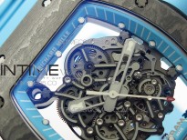 RM055 Real NTPT ZF 1:1 Best Edition Skeleton Dial on Blue Rubber Strap SEIKO Movement