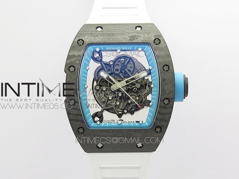 RM055 Real NTPT ZF 1:1 Best Edition Skeleton Dial on White Rubber Strap SEIKO Movement