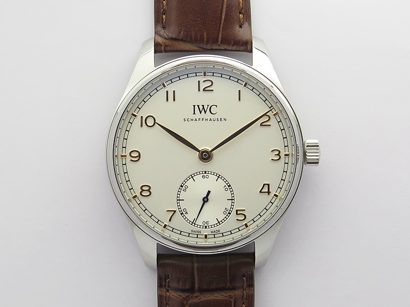 Portuguese IW358303 ZF 1:1 Best Edition SS White Dial RG Markers on Brown Leather Strap A82200
