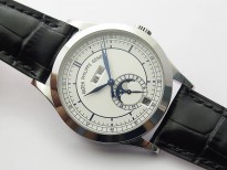 Annual Calendar Complications 5396 SS GRF Best Edition White Dial Blue Markers on Black leather strap A324