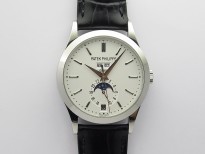 Annual Calendar Complications 5396 SS GRF Best Edition White Dial Sticks Markers on Black leather strap A324