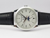 Annual Calendar Complications 5396 SS GRF Best Edition White Dial Sticks Markers on Black leather strap A324