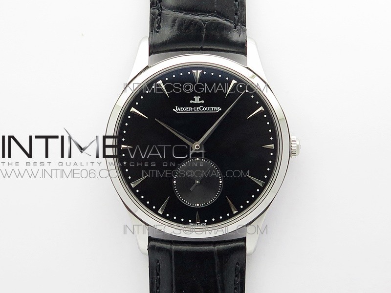 Master Ultra Thin Small Second SS ZF 1:1 Best Edition Black Dial on Black Leather Strap A896