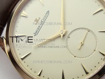 Master Ultra Thin Small Second RG ZF 1:1 Best Edition White Dial on Brown Leather Strap A896