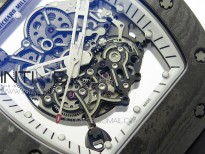 RM055 Real NTPT White Inner ZF 1:1 Best Edition Skeleton Dial on Black Rubber Strap SEIKO Movement