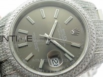 DateJust 41 126334 904 Full Paved Diamonds BP Best Edition White Dial Sticks Markers on Oyster Bracelet A2824