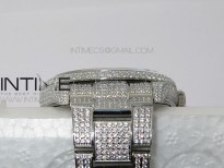 DateJust 41 126334 904 Full Paved Diamonds BP Best Edition Silver Dial Sticks Markers on Oyster Bracelet A2824