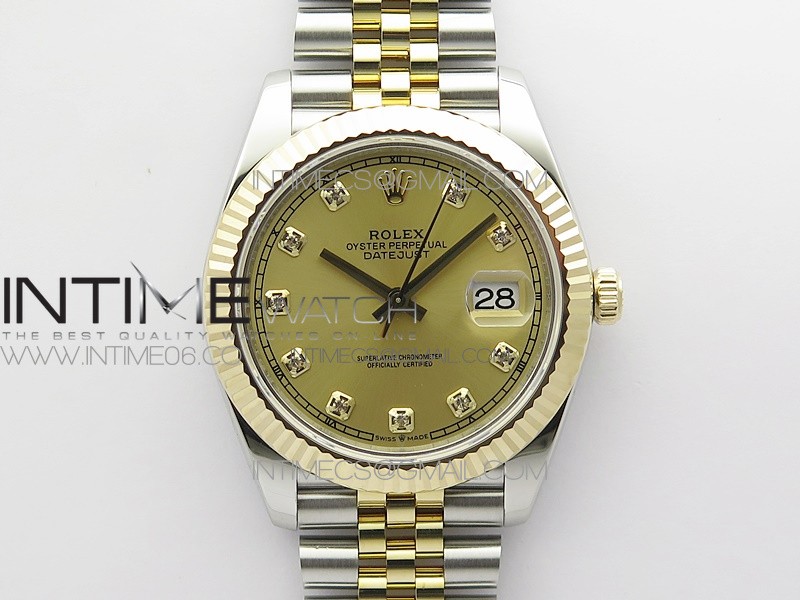 DateJust 41 126333 Wrapped SS/YG 3EF 1:1 Best Edition YG Dial Crystal Markers on Wrapped SS/YG Jubilee Bracelet A3235