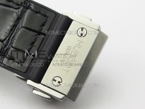 Classic Fusion 42mm SS Paved Diamonds Case/Bezel B50F Black Dial On Black Gummy Strap A2892