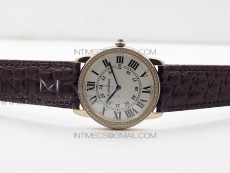 Ronde Solo de Cartier 36mm K11 RG/Dia 1:1 Best Edition White Dial on Black croco leather strap Ronda Quartz