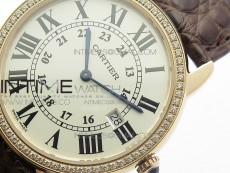 Ronde Solo de Cartier 36mm K11 RG/Dia 1:1 Best Edition White Dial on Black croco leather strap Ronda Quartz