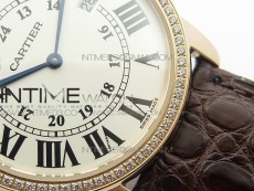 Ronde Solo de Cartier 36mm K11 RG/Dia 1:1 Best Edition White Dial on Black croco leather strap Ronda Quartz