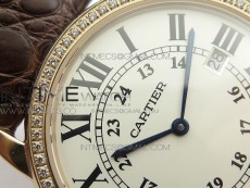 Ronde Solo de Cartier 36mm K11 RG/Dia 1:1 Best Edition White Dial on Black croco leather strap Ronda Quartz