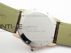 Ronde Solo de Cartier 36mm K11 RG/Dia 1:1 Best Edition White Dial on Black croco leather strap Ronda Quartz