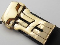 Classic Fusion 42mm RG Paved Diamonds Bezel B50F Black Dial On Black Gummy Strap A2892