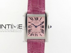 Tank Solo Ladies 25mm SS K11 1:1 Best Edition Pink Dial on Pink Croco Leather Strap Ronda Quartz