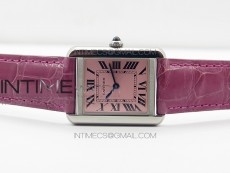 Tank Solo Ladies 25mm SS K11 1:1 Best Edition Pink Dial on Pink Croco Leather Strap Ronda Quartz