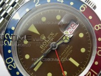 Vintage GMT Master 6542 Blue/Red Bezel Tropical Black Dial on SS Jubilee Bracelet A2836