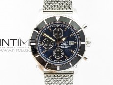 SuperOcean A13312 44mm Black Bezel Blue Dial/black subdial on SS Bracelet A7750