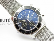 SuperOcean A13312 44mm Black Bezel Blue Dial/black subdial on SS Bracelet A7750