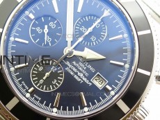SuperOcean A13312 44mm Black Bezel Blue Dial/black subdial on SS Bracelet A7750