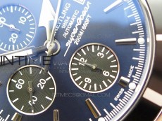 SuperOcean A13312 44mm Black Bezel Blue Dial/black subdial on SS Bracelet A7750