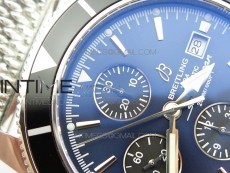 SuperOcean A13312 44mm Black Bezel Blue Dial/black subdial on SS Bracelet A7750