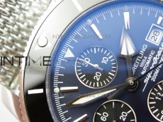 SuperOcean A13312 44mm Black Ceramic Bezel Blue Dial/black subdial on SS Bracelet A7750