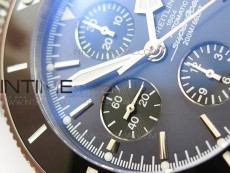 SuperOcean A13312 44mm Black Ceramic Bezel Blue Dial/black subdial on SS Bracelet A7750