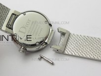 La D de dior Satine SS Case 8848F 1:1 Best Edition MOP White Dial on SS bracelet Swiss Quartz