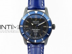 Super Ocean Heritage DLC Black Dial on Blue Leather Strap A2824