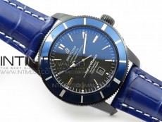 Super Ocean Heritage DLC Black Dial on Blue Leather Strap A2824