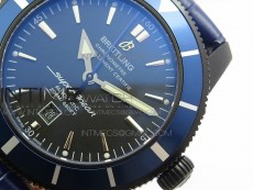 Super Ocean Heritage DLC Black Dial on Blue Leather Strap A2824