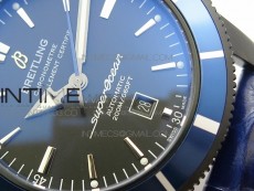 Super Ocean Heritage DLC Black Dial on Blue Leather Strap A2824