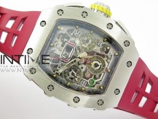 RM11-03 SS KVF 1:1 Best Edition Crystal Skeleton Dial on Red Racing Rubber Strap A7750