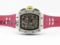 RM11-03 SS KVF 1:1 Best Edition Crystal Skeleton Dial on Red Racing Rubber Strap A7750