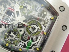 RM11-03 SS KVF 1:1 Best Edition Crystal Skeleton Dial on Red Racing Rubber Strap A7750