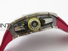 RM11-03 SS KVF 1:1 Best Edition Crystal Skeleton Dial on Red Racing Rubber Strap A7750