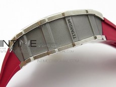 RM11-03 SS KVF 1:1 Best Edition Crystal Skeleton Dial on Red Racing Rubber Strap A7750