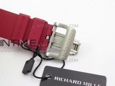 RM11-03 SS KVF 1:1 Best Edition Crystal Skeleton Dial on Red Racing Rubber Strap A7750