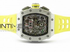 RM11-03 SS KVF 1:1 Best Edition Crystal Skeleton Dial on Yellow Racing Rubber Strap A7750
